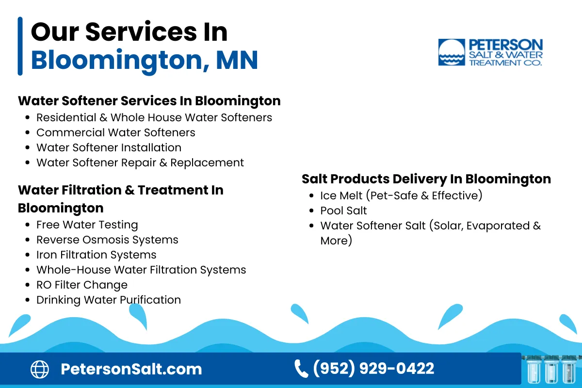 Water softener services and salt delivery in Bloomington, MN
