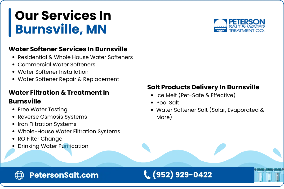 Water softener services and salt delivery in Burnsville, MN