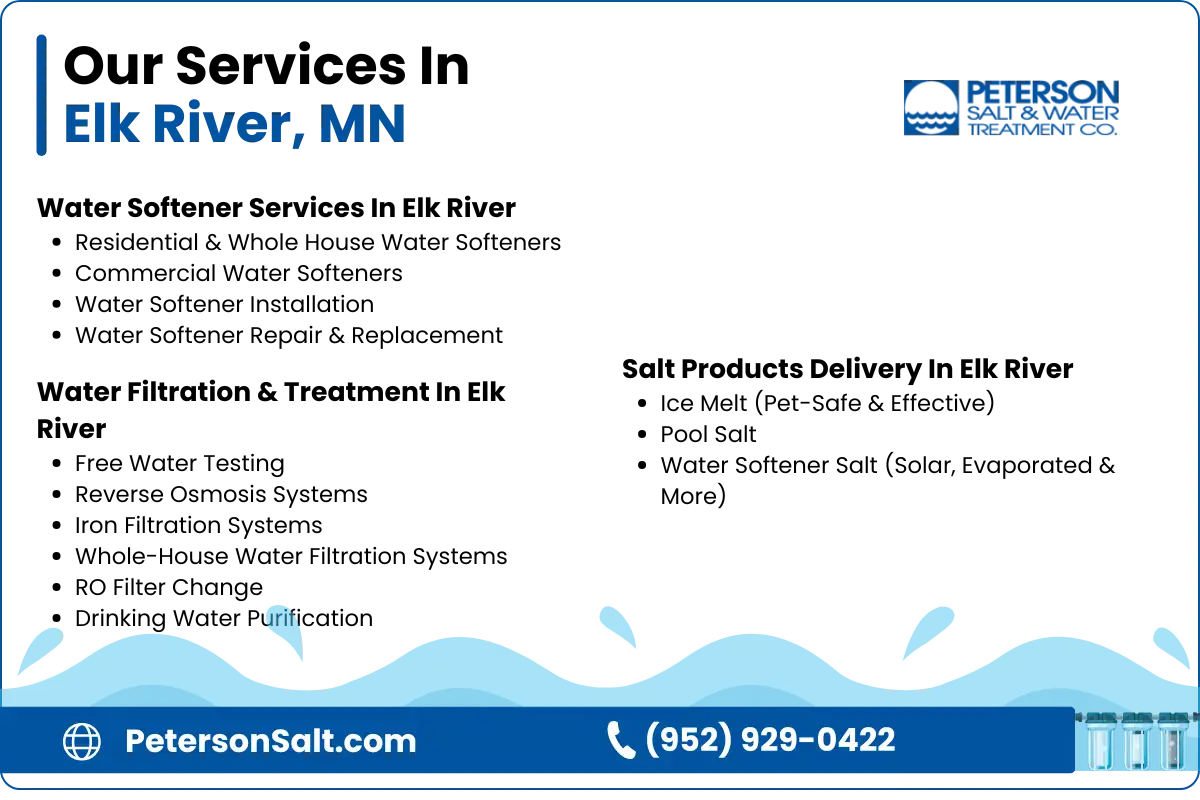 Water softener services and salt delivery in Elk River, MN