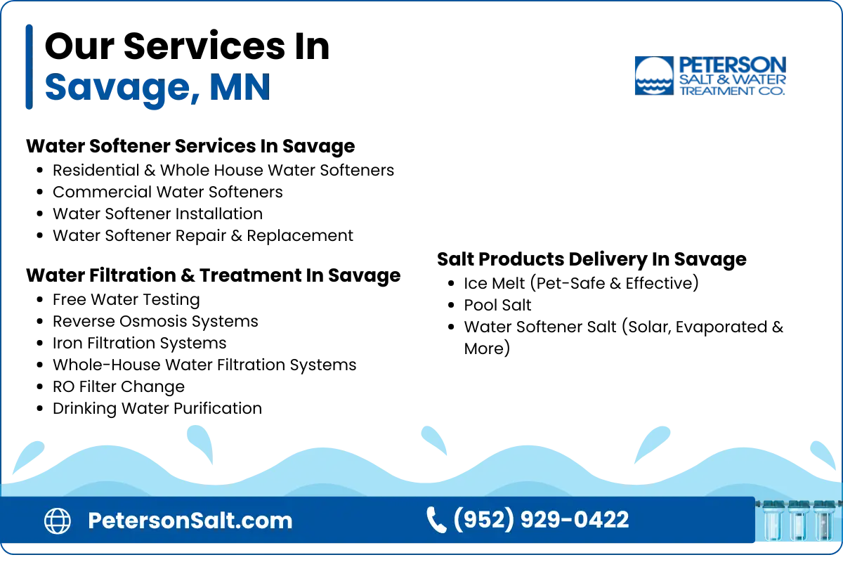 Water softener services and salt delivery in Savage, MN
