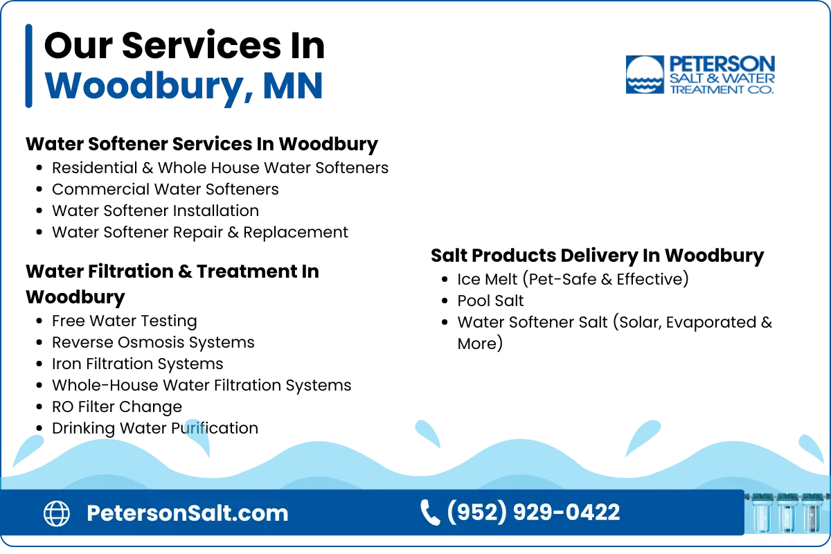 Water softener services and salt delivery in Woodbury, MN