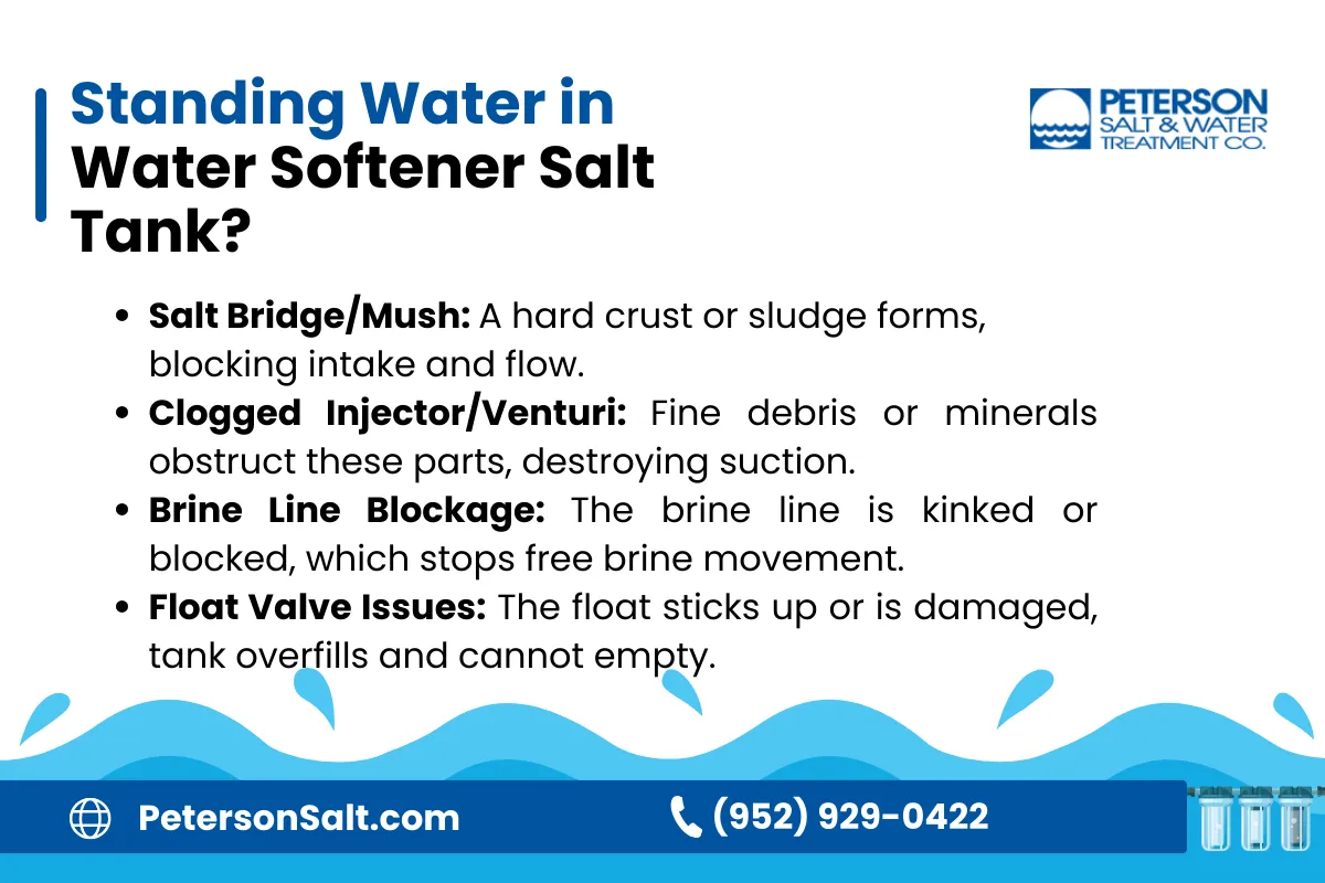 Why Is There Standing Water in My Water Softener Salt Tank? An infographic to explain the reasons